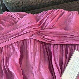 Elegant Lavender Silk Crepe Pleated Dress